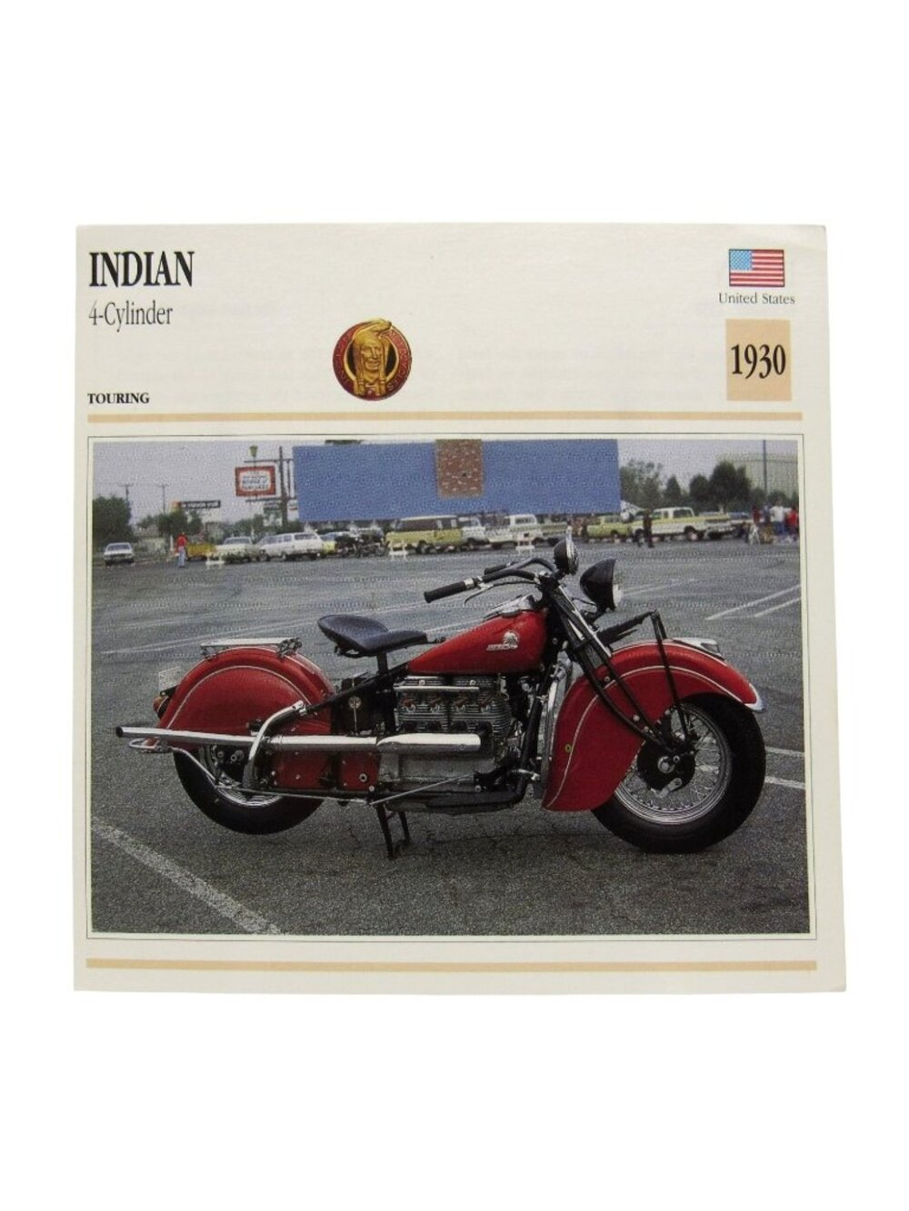 Indian 4-Cylinder 1930 United States Touring Atlas Edito-Service SA Card
